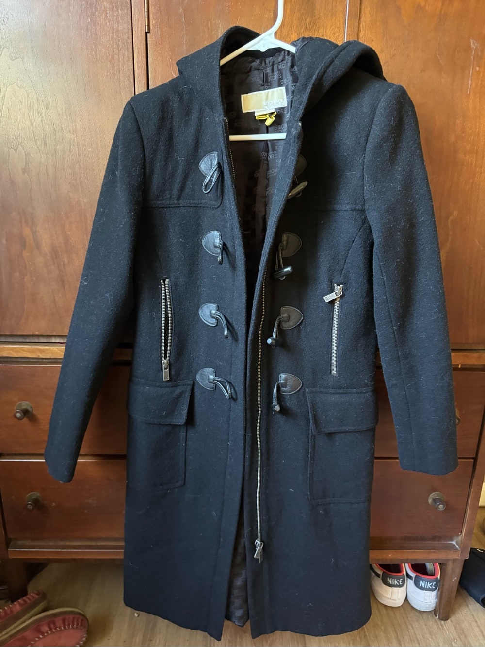 Michael Michael Kors Black Hooded Toggle Coat